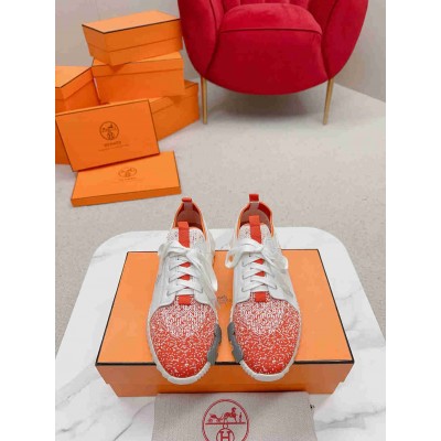 Hermes Depart Sneakers in Orange Gradient Knit