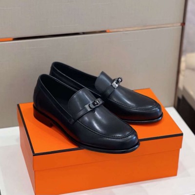 Hermes Destin Loafers In Black Calfskin
