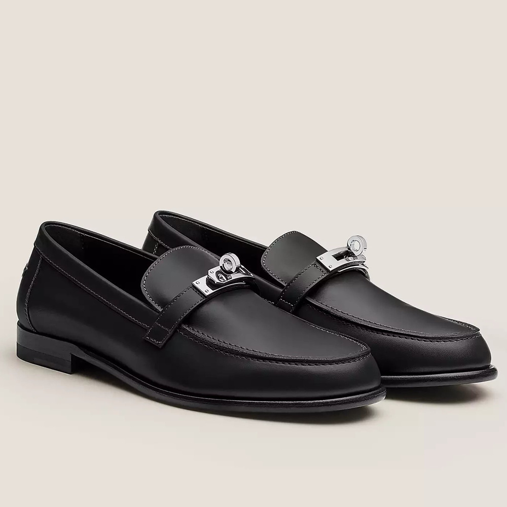 Hermes Destin Loafers in Black Leather