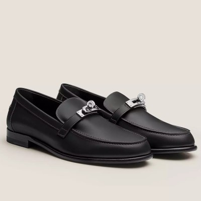 Hermes Destin Loafers in Black Leather