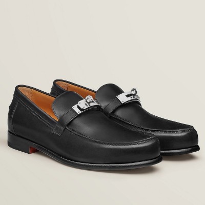 Hermes Destin Loafers In Noir Calfskin