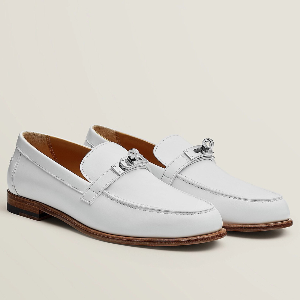 Hermes Destin Loafers in White Leather