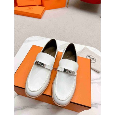 Hermes Destin Loafers in White Leather