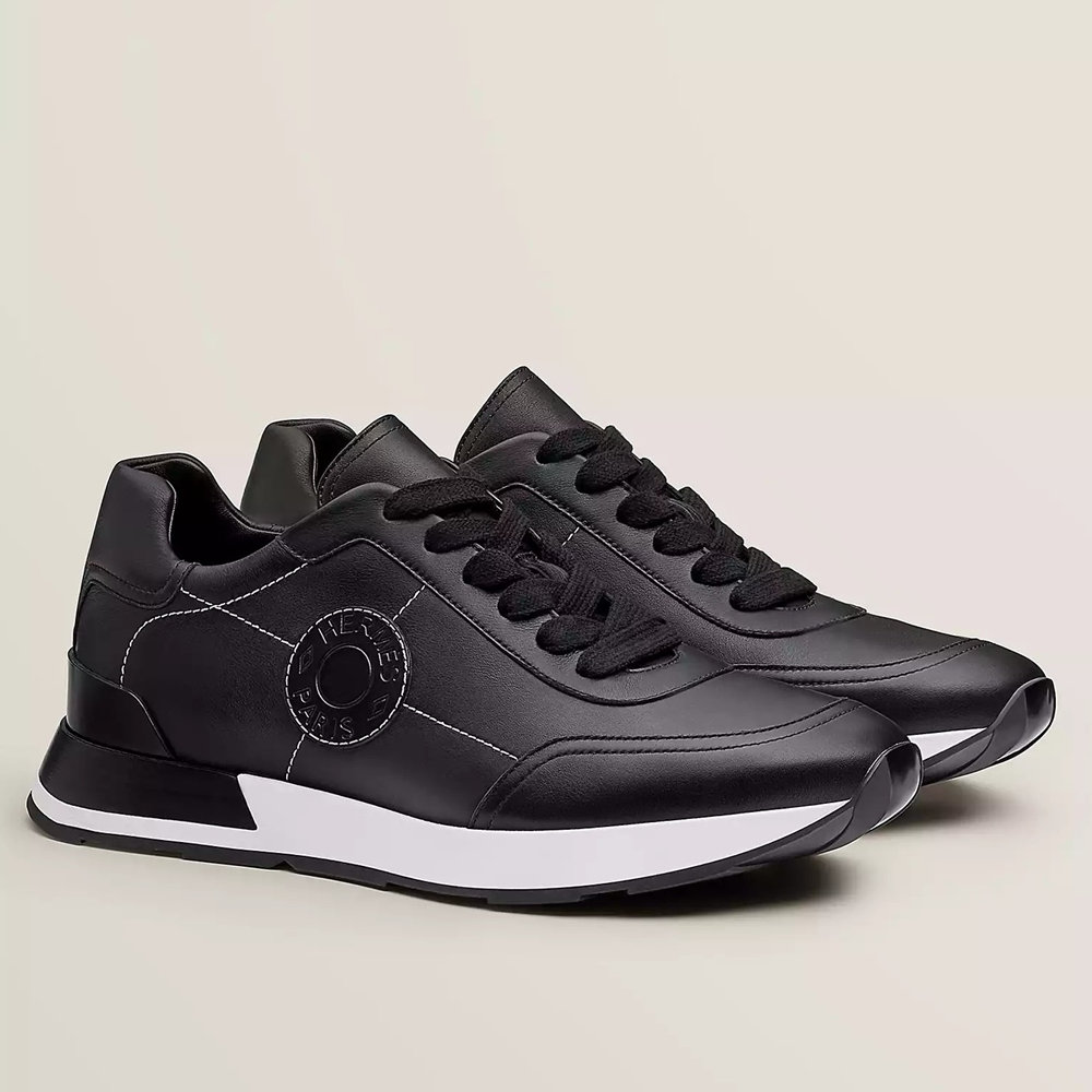 Hermes Drive Sneakers In Black Leather