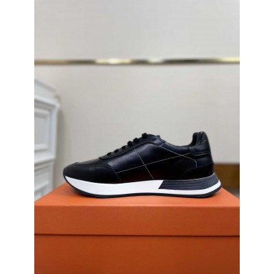 Hermes Drive Sneakers In Black Leather