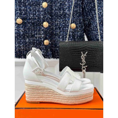 Hermes Elda Espadrilles in White Leather