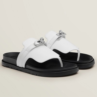 Hermes Empire Sandals in White Calfskin