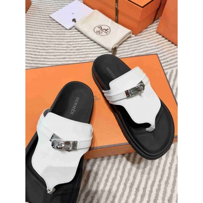 Hermes Empire Sandals in White Calfskin