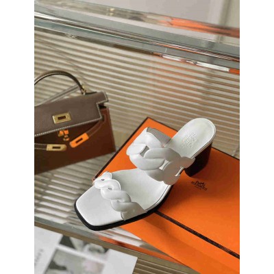 Hermes Gaby Sandals 60mm in White Nappa Leather