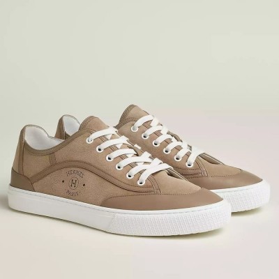 Hermes Get Sneakers in Beige Suede Leather