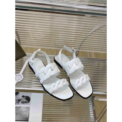 Hermes Grace Sandals in White Nappa Leather