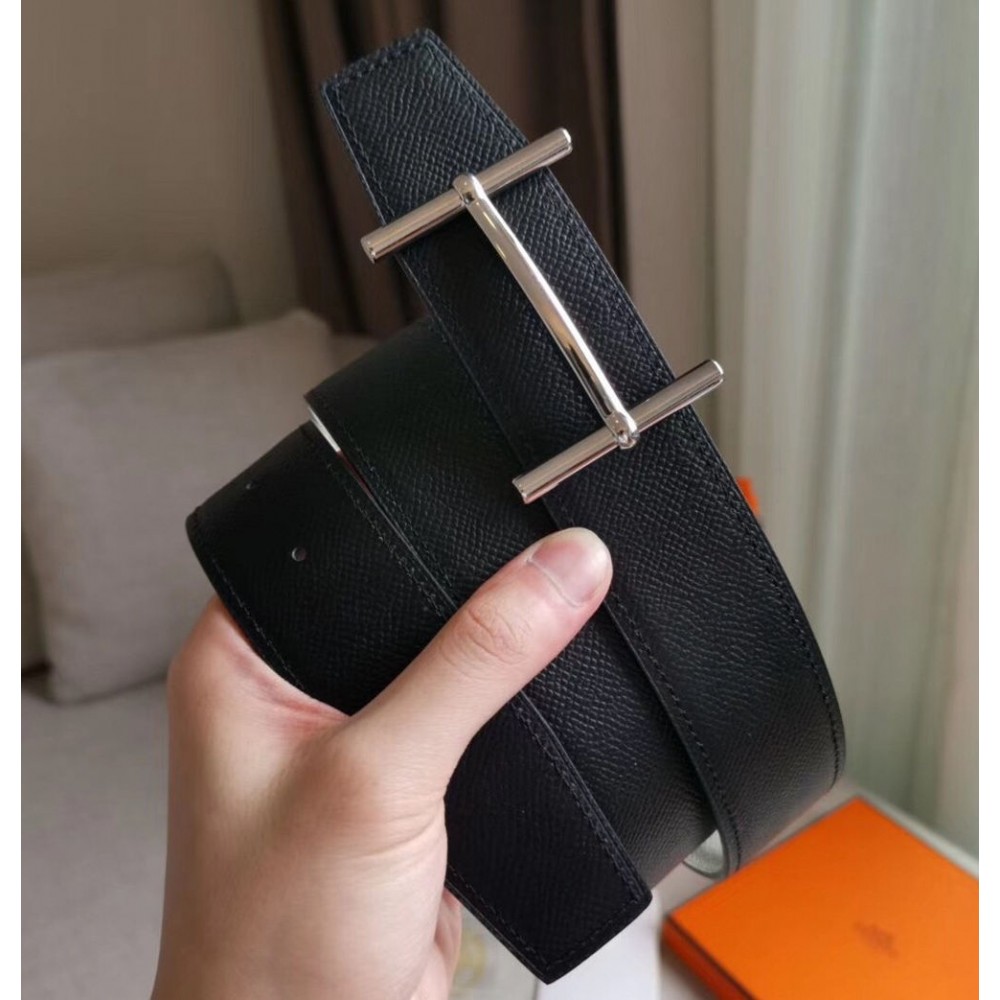 Hermes H d'Ancre Reversible Belt In Black White Epsom Leather