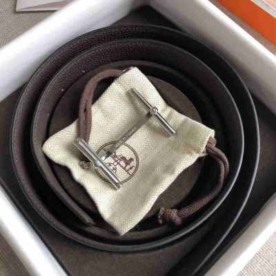 Hermes H d'Ancre Reversible Belt In Cafe Noir Leather