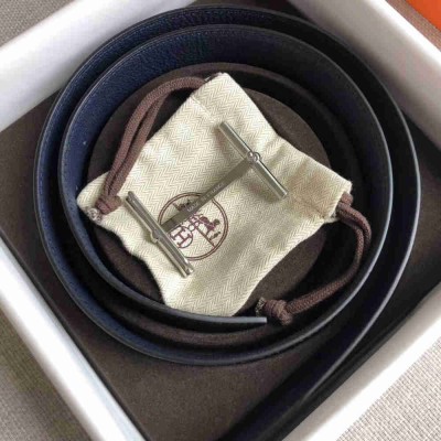 Hermes H d'Ancre Reversible Belt In Sapphire Ardoise Leather