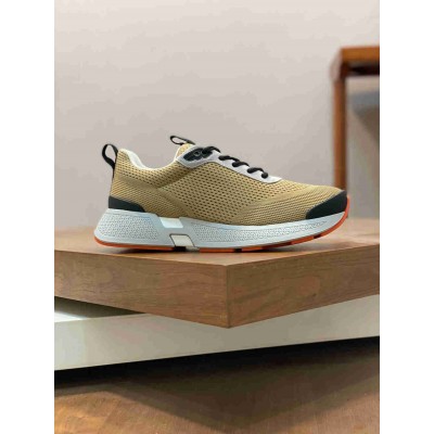 Hermes Heros Sneakers in Khaki Technical Knit
