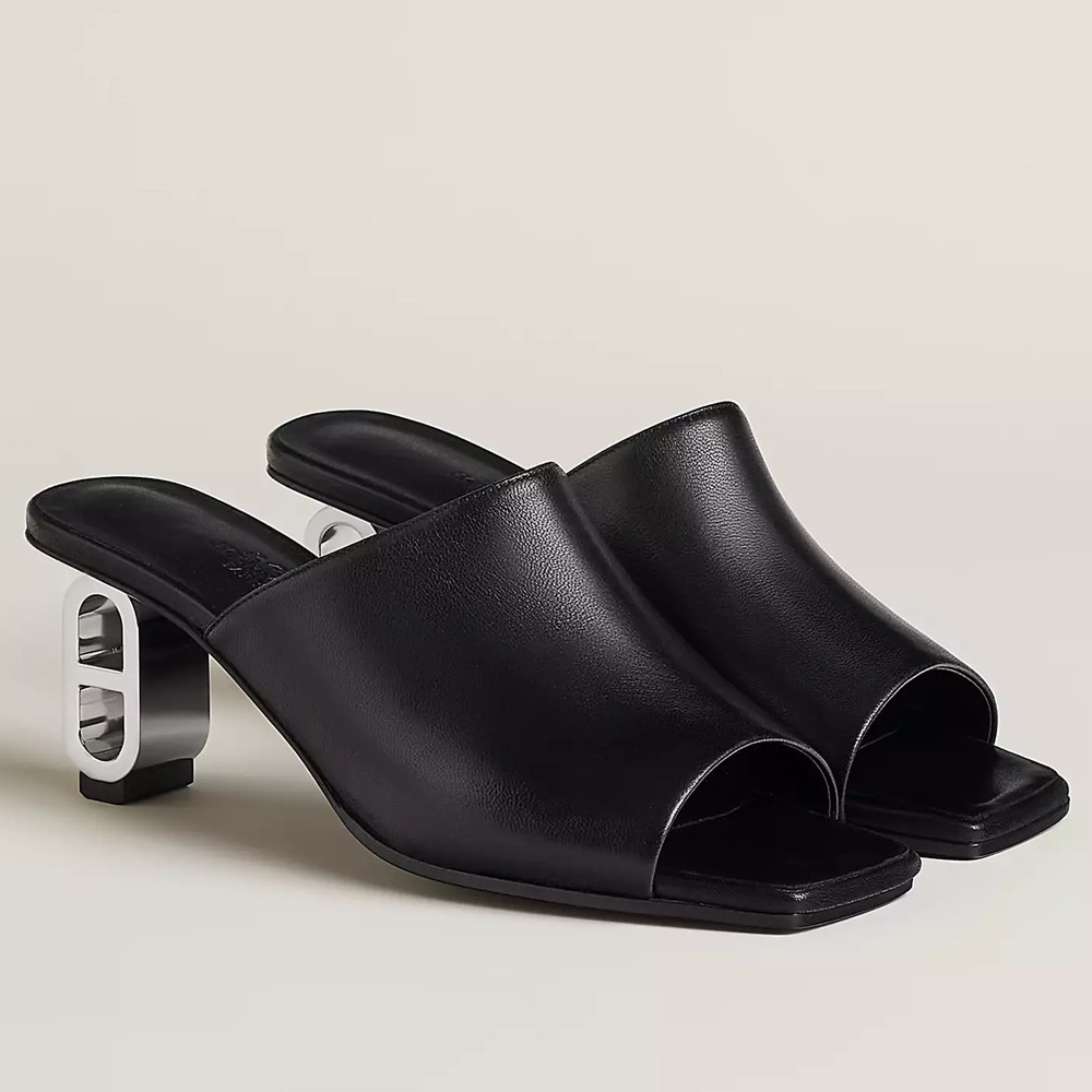 Hermes Iconique 60 Sandals in Black Leather
