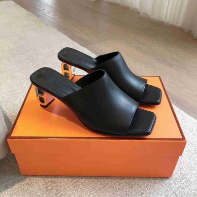 Hermes Iconique 60 Sandals in Black Leather