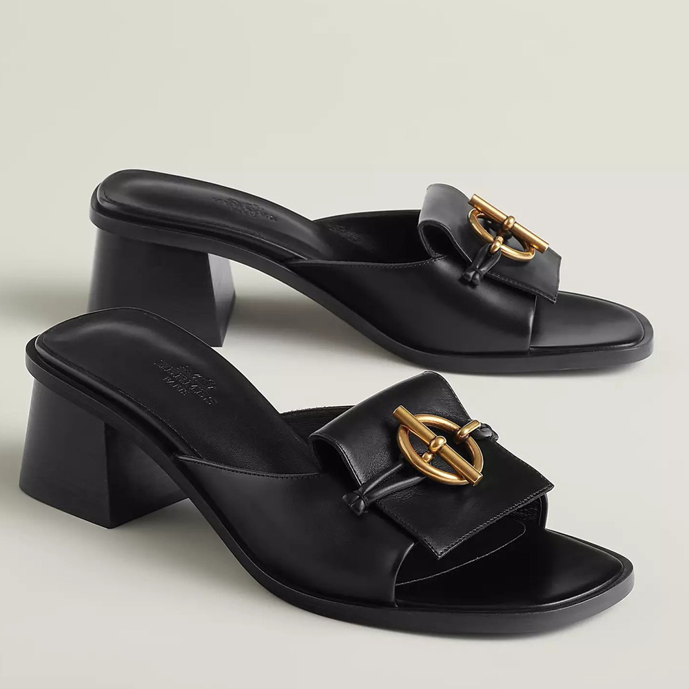 Hermes Ilot 50 Sandals in Black Leather