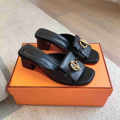 Hermes Ilot 50 Sandals in Black Leather