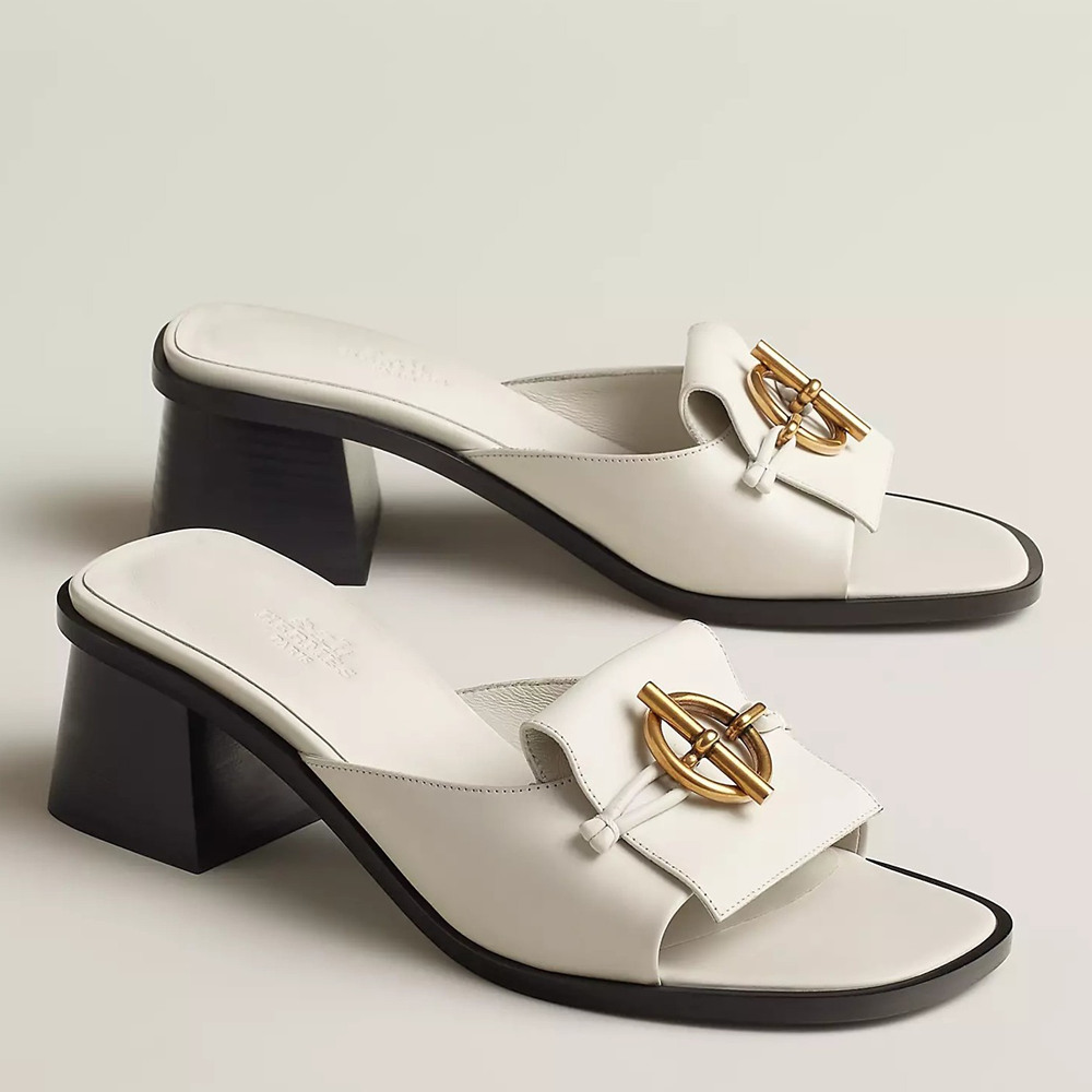 Hermes Ilot 50 Sandals in White Leather