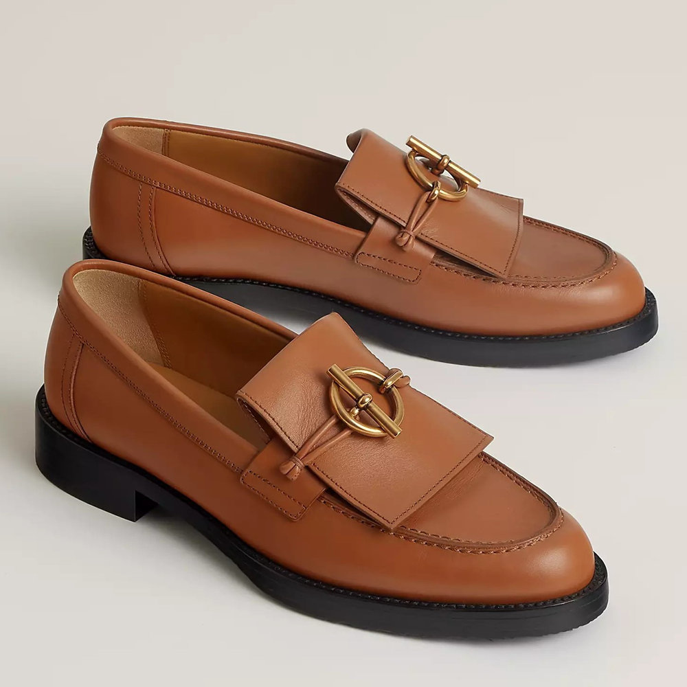 Hermes Impact Loafers in Brown Leather