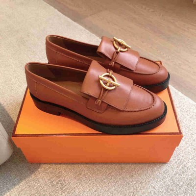 Hermes Impact Loafers in Brown Leather