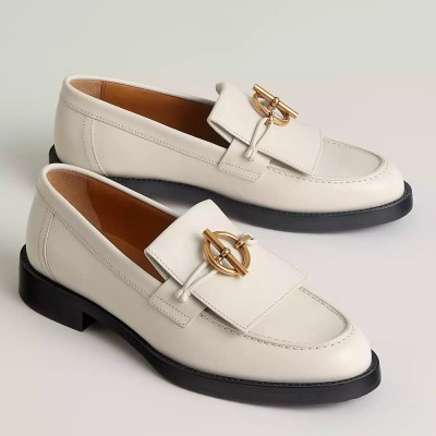 Hermes Impact Loafers in White Leather
