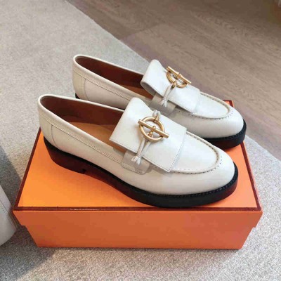 Hermes Impact Loafers in White Leather