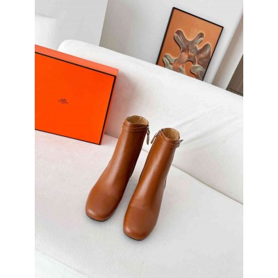 Hermes Imperial 50 Ankle Boots in Brown Calfskin