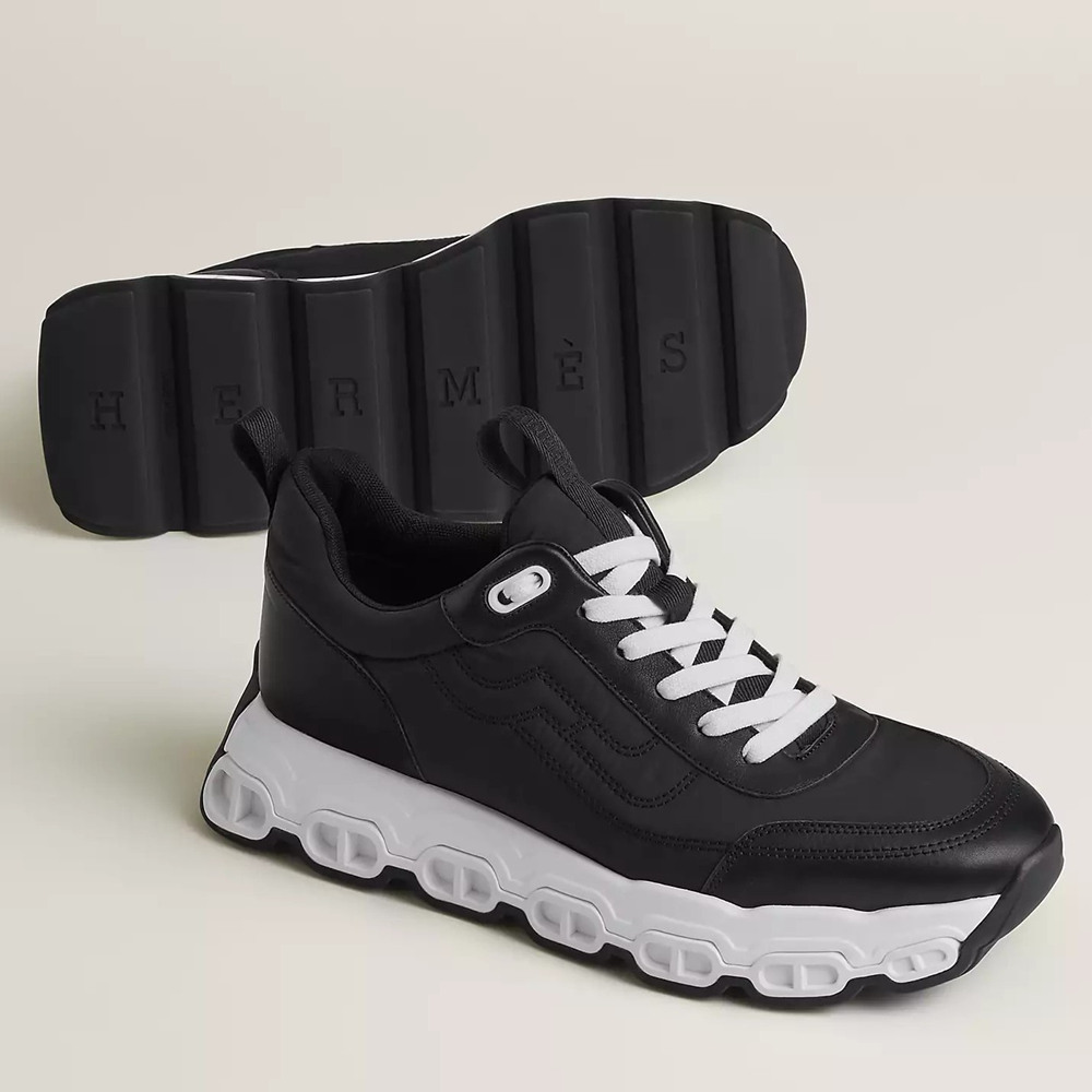Hermes Impulse Sneakers in Black Fabric and Leather