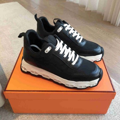 Hermes Impulse Sneakers in Black Fabric and Leather