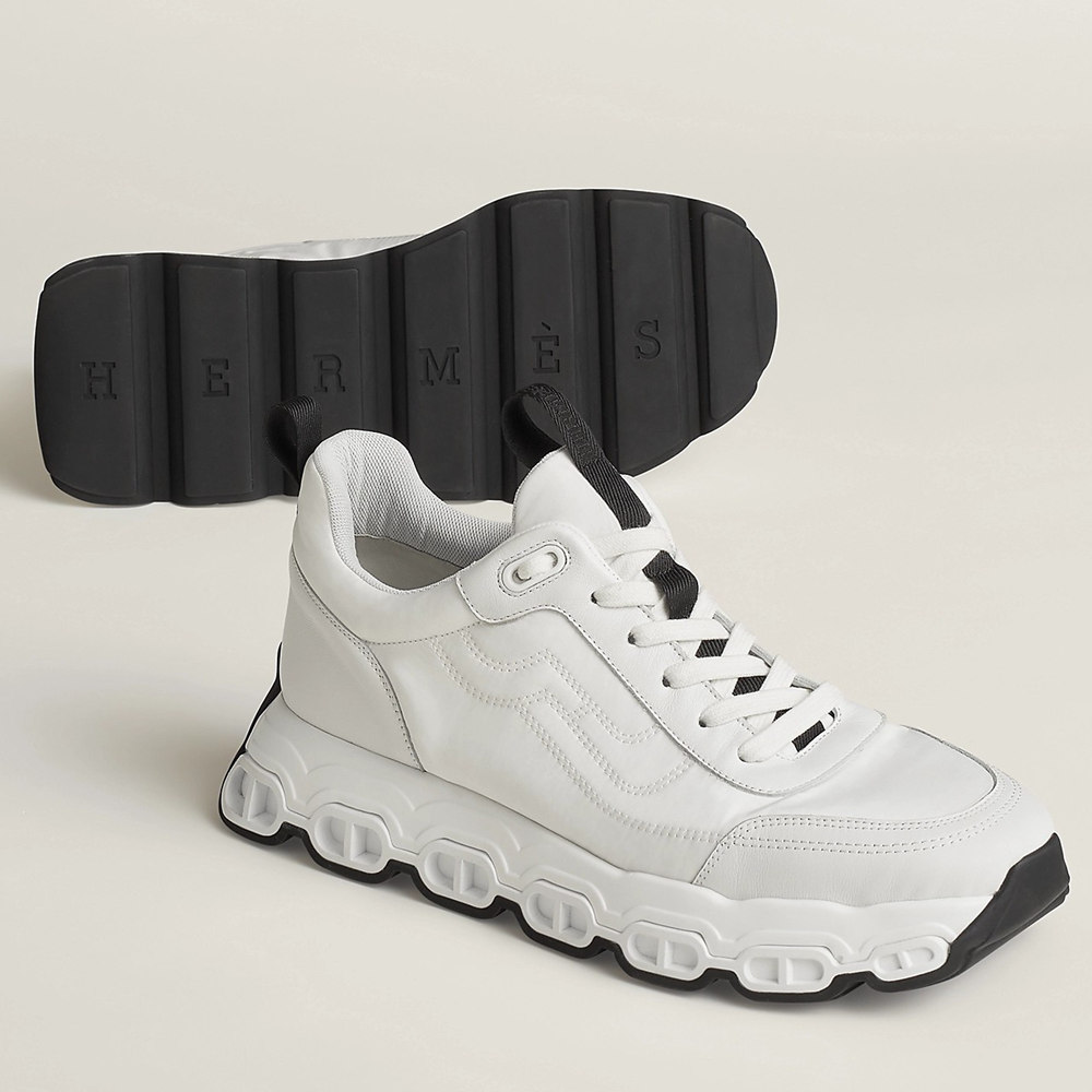 Hermes Impulse Sneakers in White Fabric and Leather