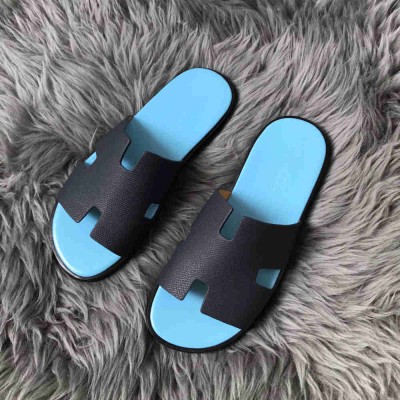 Hermes Izmir Sandals In Black Epsom Calfskin