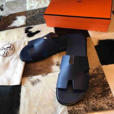 Hermes Izmir Sandals In Blue Saphir Epsom Calfskin