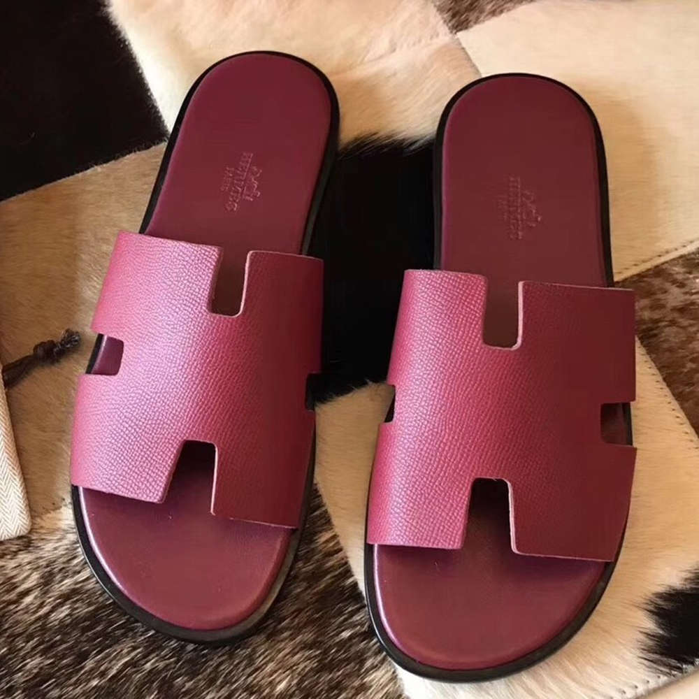 Hermes Izmir Sandals In Ruby Epsom Calfskin