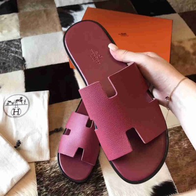 Hermes Izmir Sandals In Ruby Epsom Calfskin