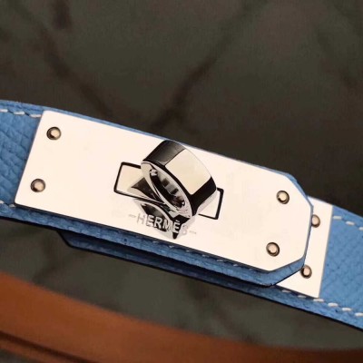 Hermes Kelly Belt In Blue Epsom Leather