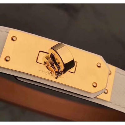 Hermes Kelly Belt In White Epsom Leather