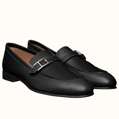 Hermes Monterey Loafers In Black Calfskin