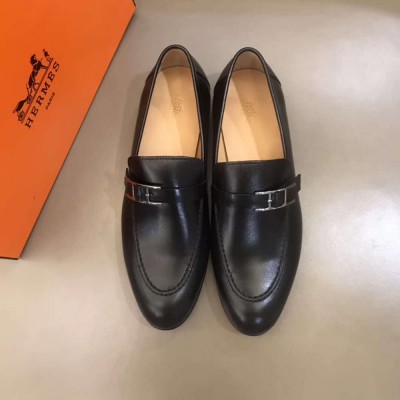 Hermes Monterey Loafers In Black Calfskin