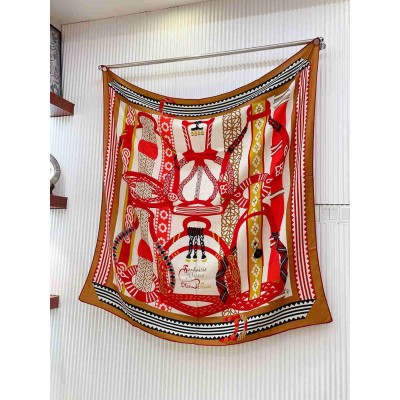 Hermes Noisette Fantaisie d'Etriers Shawl 140