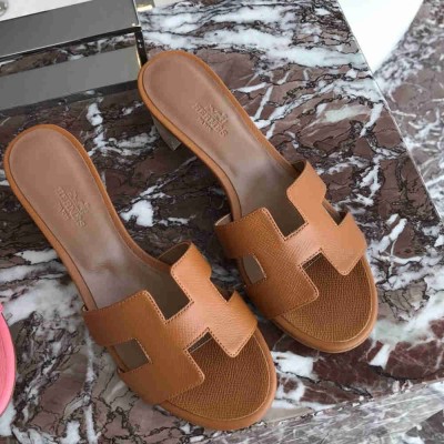 Hermes Oasis Slide Sandals 50mm In Gold Epsom Calfskin