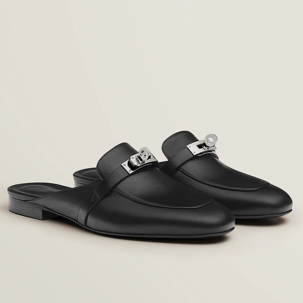 Hermes Oz Mules in Black Leather