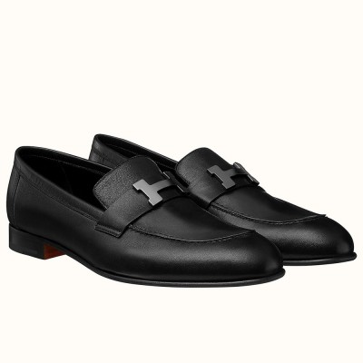 Hermes Paris Loafers In Black Calfskin