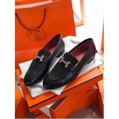 Hermes Paris Loafers In Black Goatskin