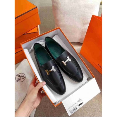 Hermes Paris Loafers In Noir Goatskin