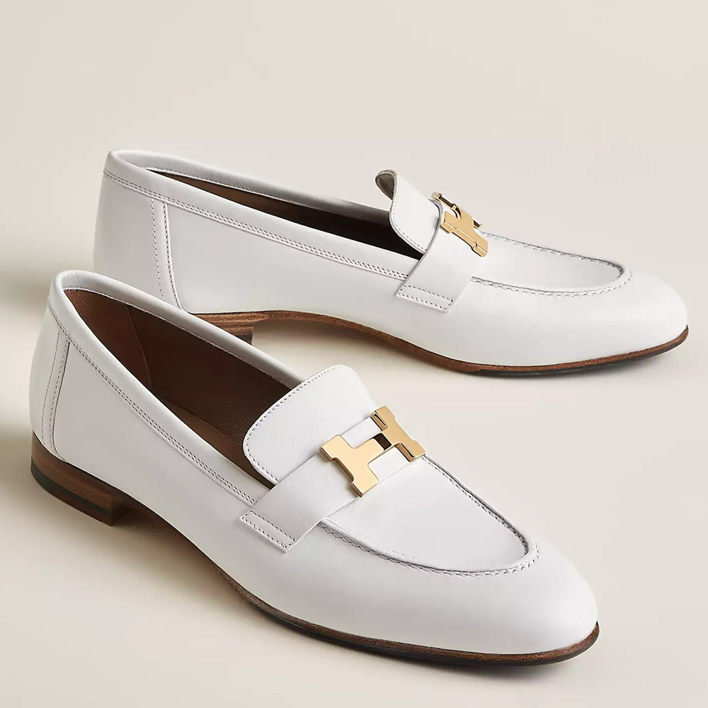 Hermes Paris Loafers in White Goatskin