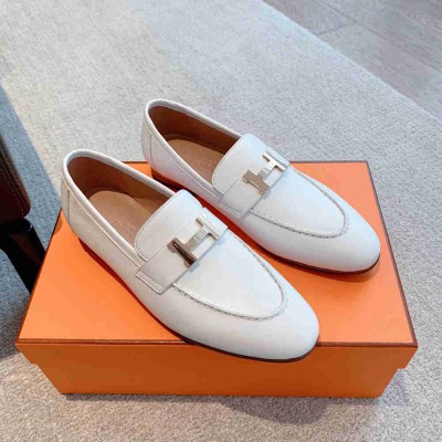 Hermes Paris Loafers in White Goatskin