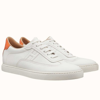 Hermes Quicker Sneakers In White Calfskin