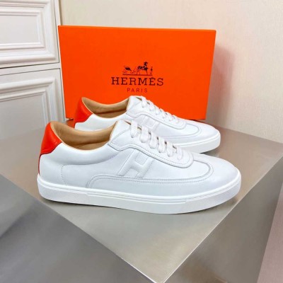 Hermes Quicker Sneakers In White Calfskin